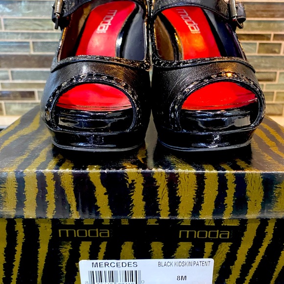 Moda heels, black patent leather 4"